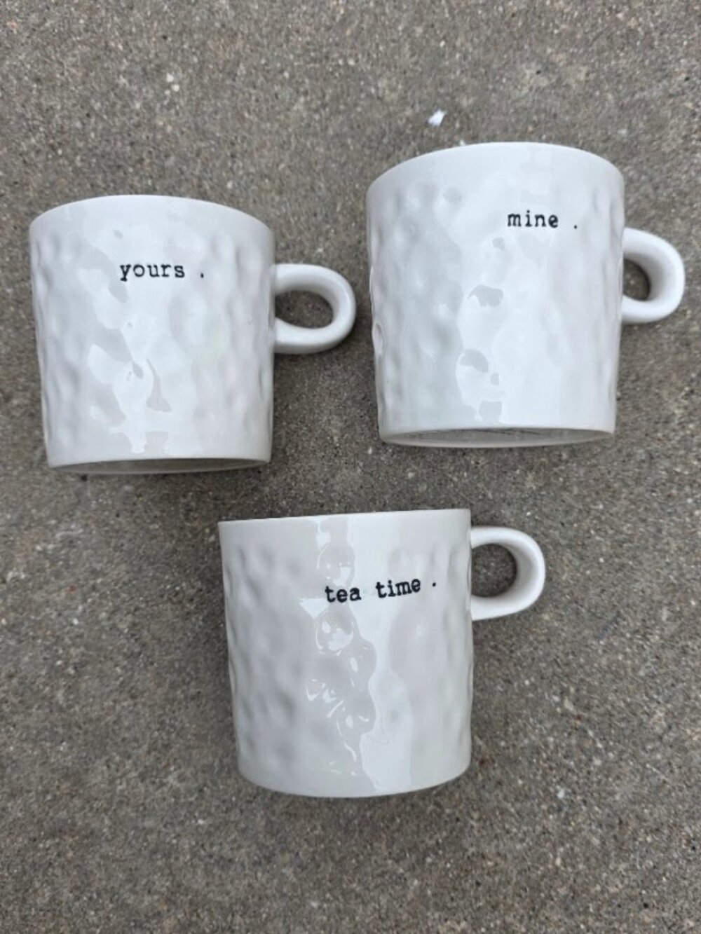 Bloomingville Mine Yours Tea Time Dimpled Mug Set of 3